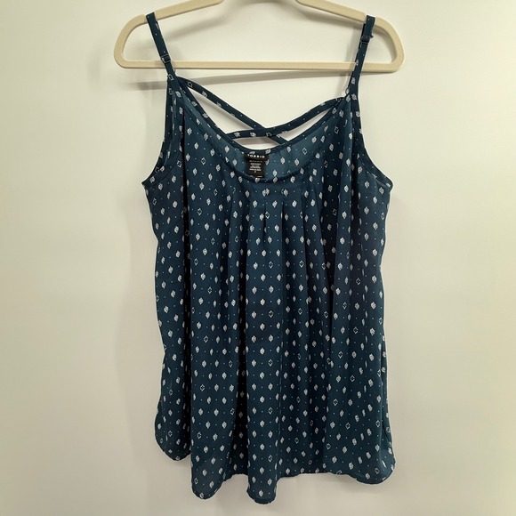 Torrid Size 2 Plus Navy Printed Strappy Cami Tank Top Adjustable Straps - Picture 3 of 5